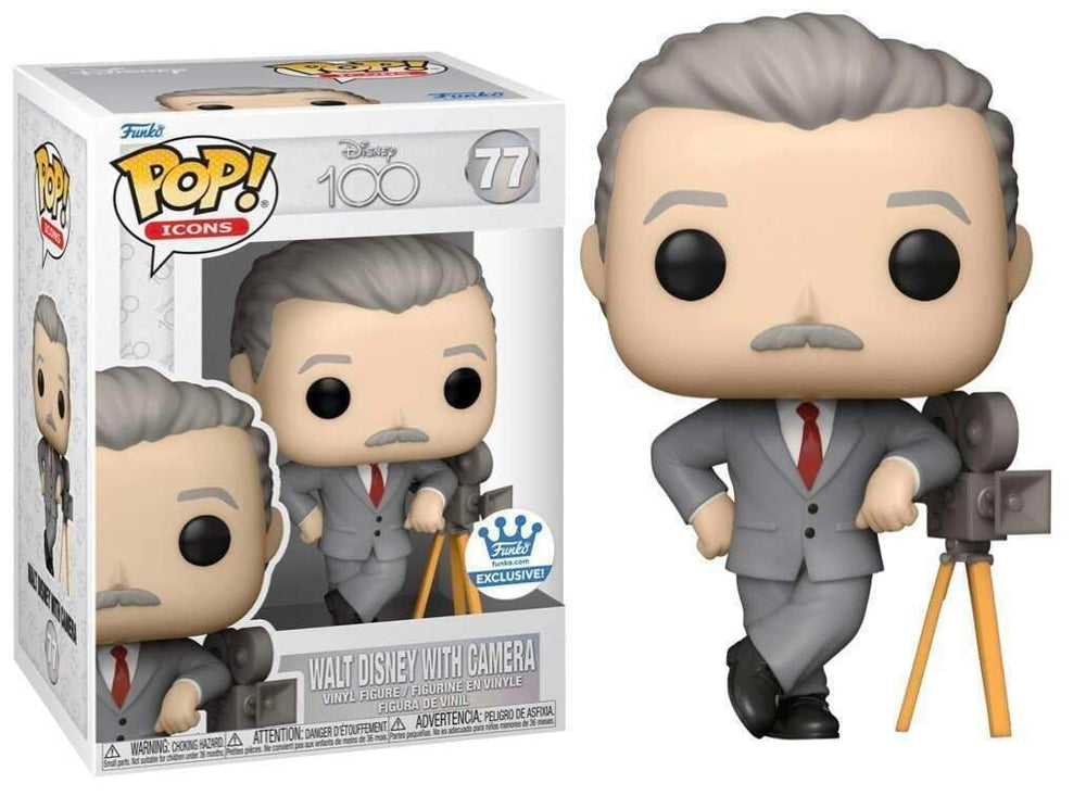 Funko POP Walt Disney with Camera Icons 77 on clear display for shelf display