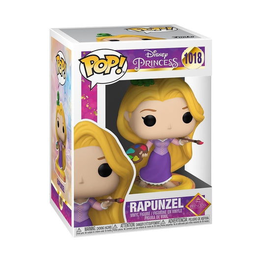 Funko Rapunzel Ultimate Princess pop display on a shelf adds color to desks.