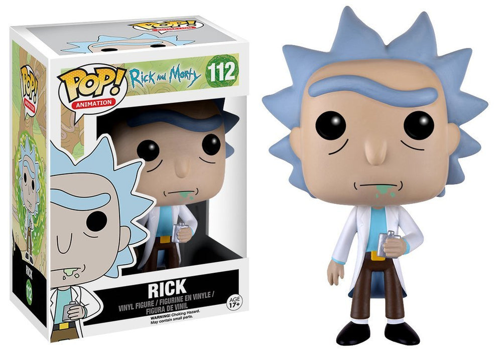 Funko Rick and Morty Rick POP figure in window box, perfect for display.