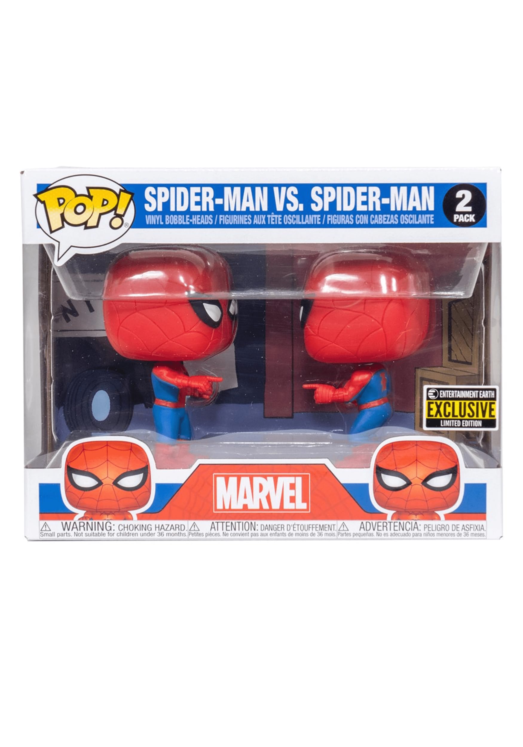 Funko Spider-Man Imposter Pop! 2-Pack packaging window for display
