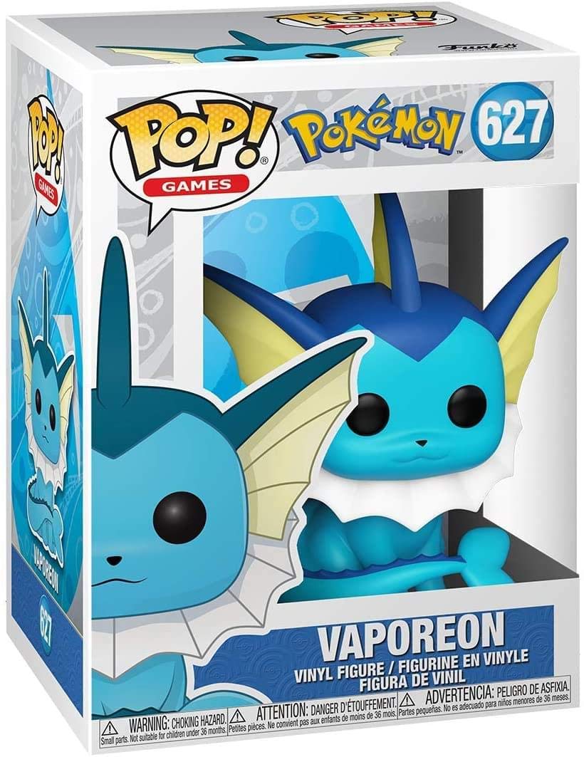 Funko Vaporeon Pop! side view, a vibrant addition to your display shelf.