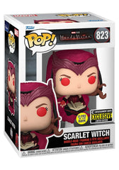 Funko WandaVision Scarlet Witch glow-in-the-dark Pop! Vinyl, close-up box art highlights collector-worthy details.