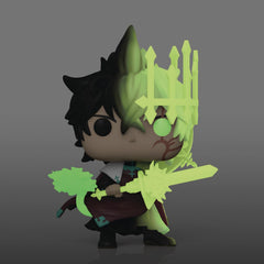 Funko Yuno Spirit of Zephyr glow-in-the-dark figure capturing action and glow for shelf display