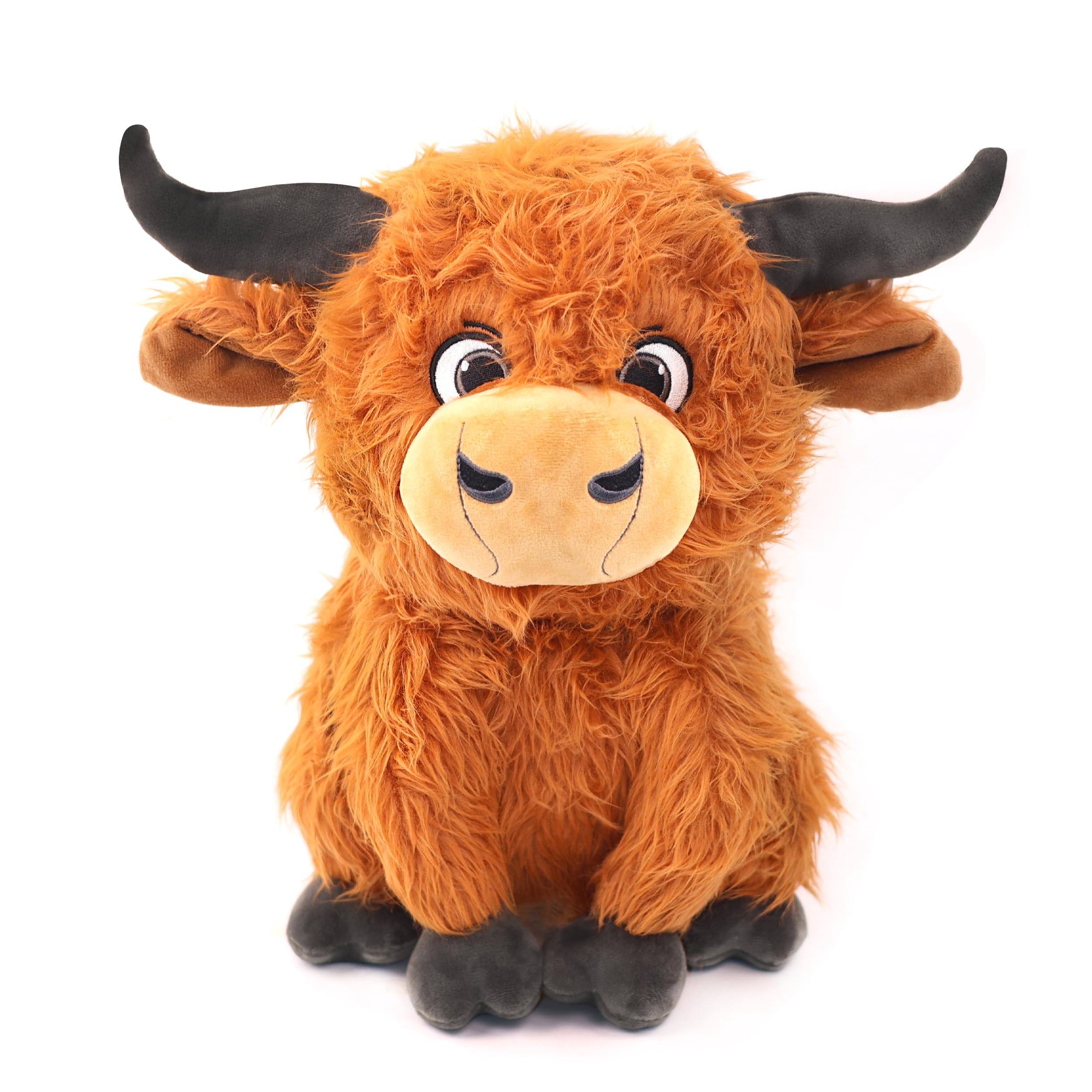 Funky Wizard Highland Cow Plush 12in provides cozy cuddles for kids.
