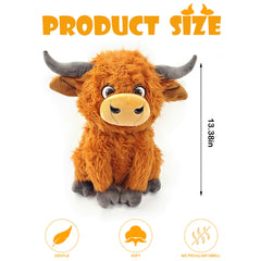 Funky Wizard Highland Cow Plush horns detail adds realistic charm and whimsy.