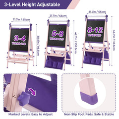 FUNLIO 3-height adjustable easel supports growing artists from toddler to early years.