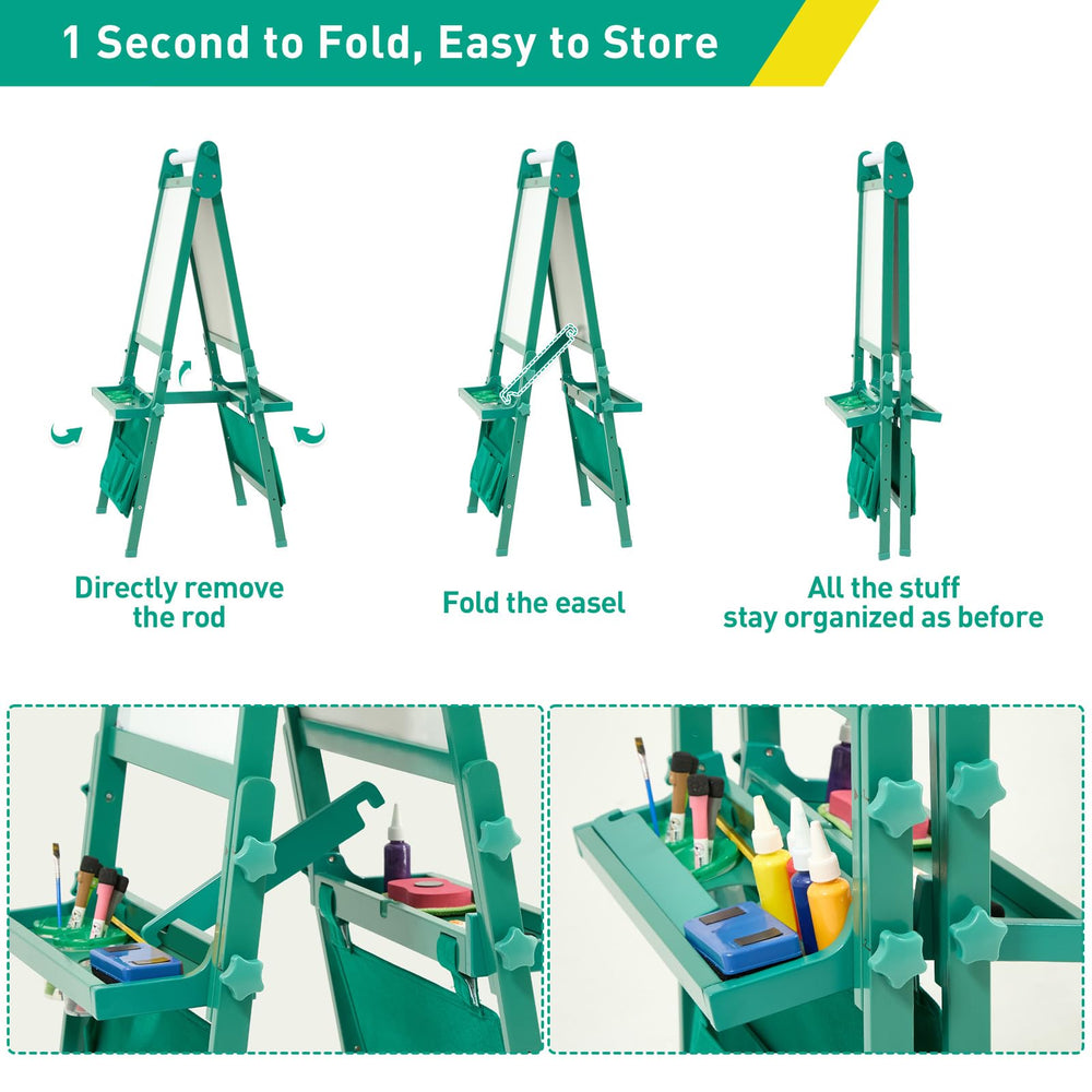 FUNLIO 3-height adjustable easel demonstrates growth with a child over time.