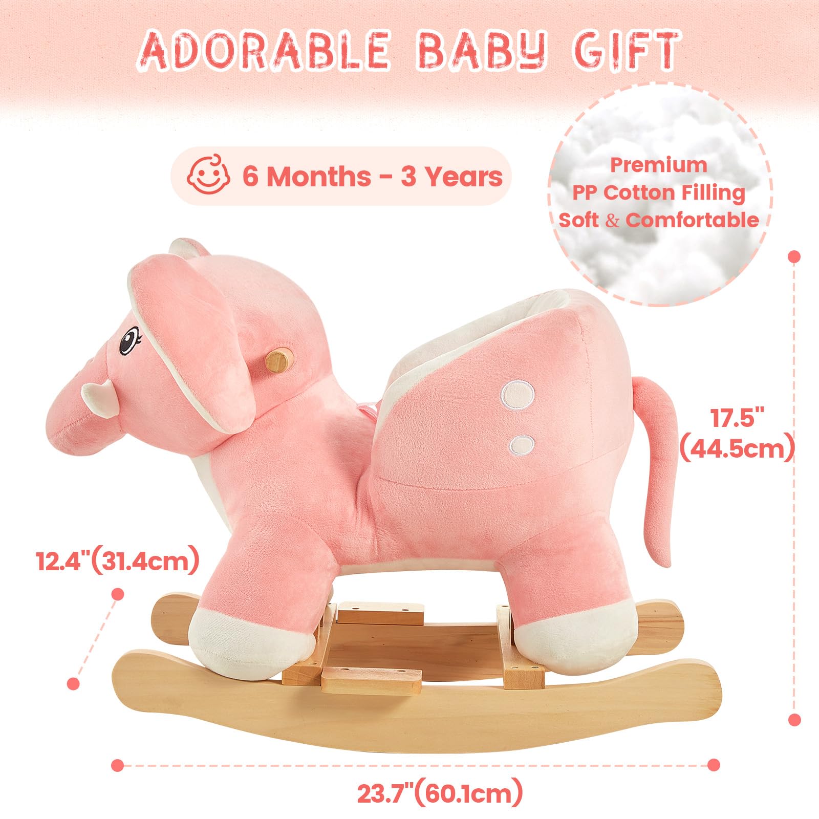 FUNLIO Elephant Rocking Horse easy assembly with clear instructions for quick setup.