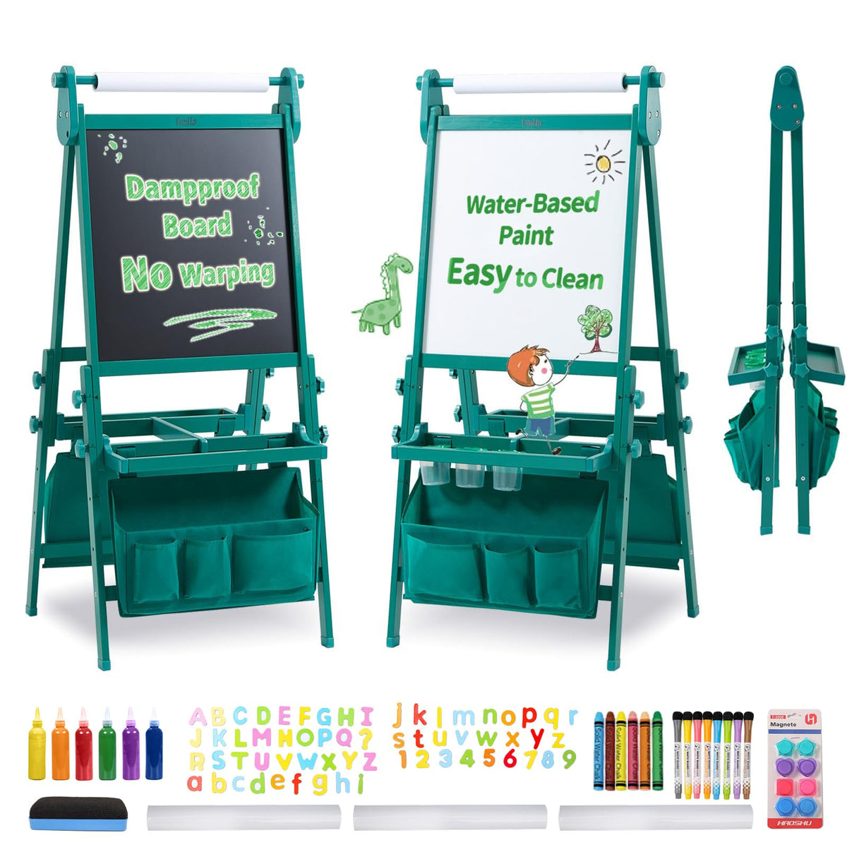 FUNLIO foldable anti-warping kids easel showing portable design for quick setup.