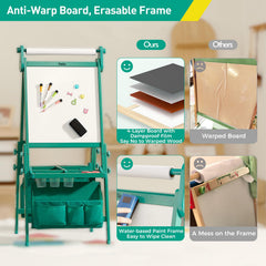 FUNLIO magnetic chalkboard and whiteboard surfaces for versatile creative play.