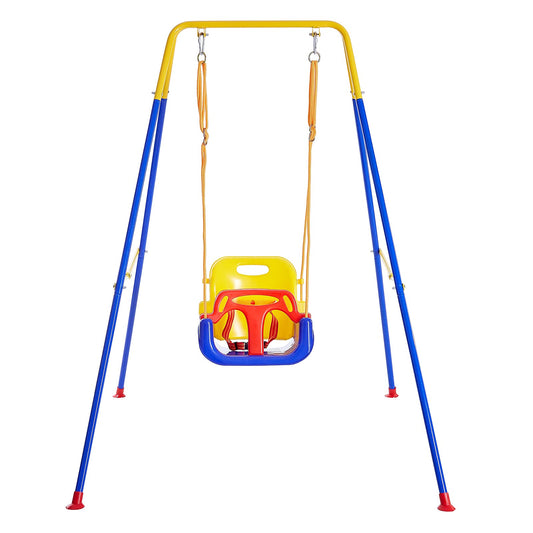 FUNLIO toddler swing with metal stand for safe backyard play