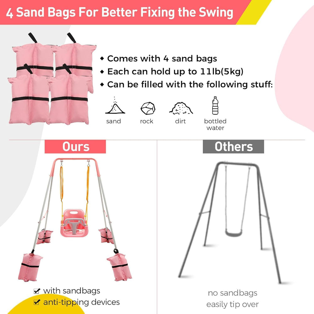 FUNLIO swing with four sandbags increases stability during play