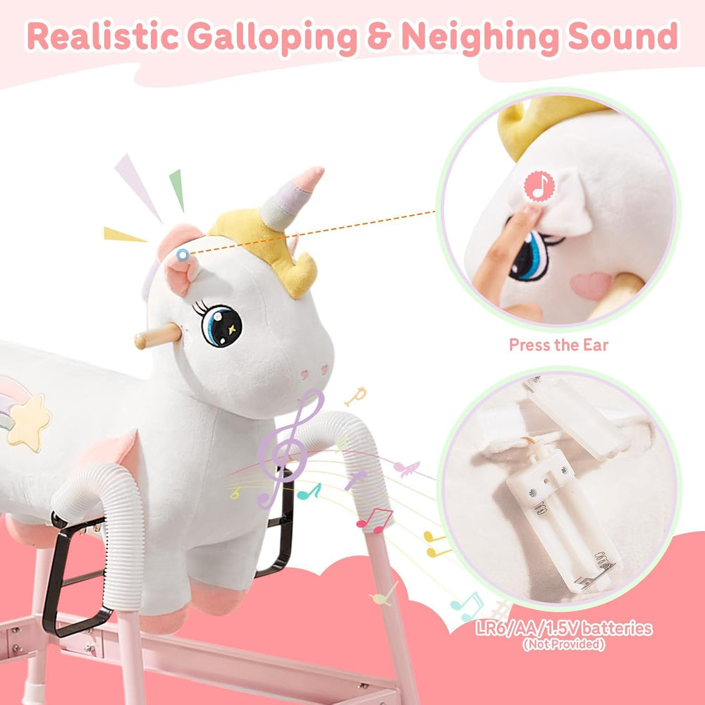 FUNLIO unicorn spring horse with anti-slip pads adds stability during play