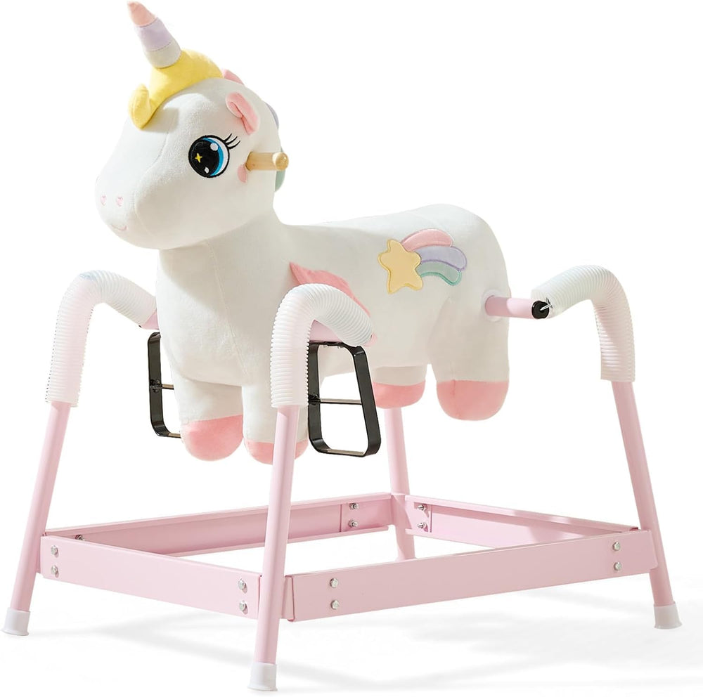 FUNLIO unicorn spring rocking horse with rainbow horn enhances imaginative play