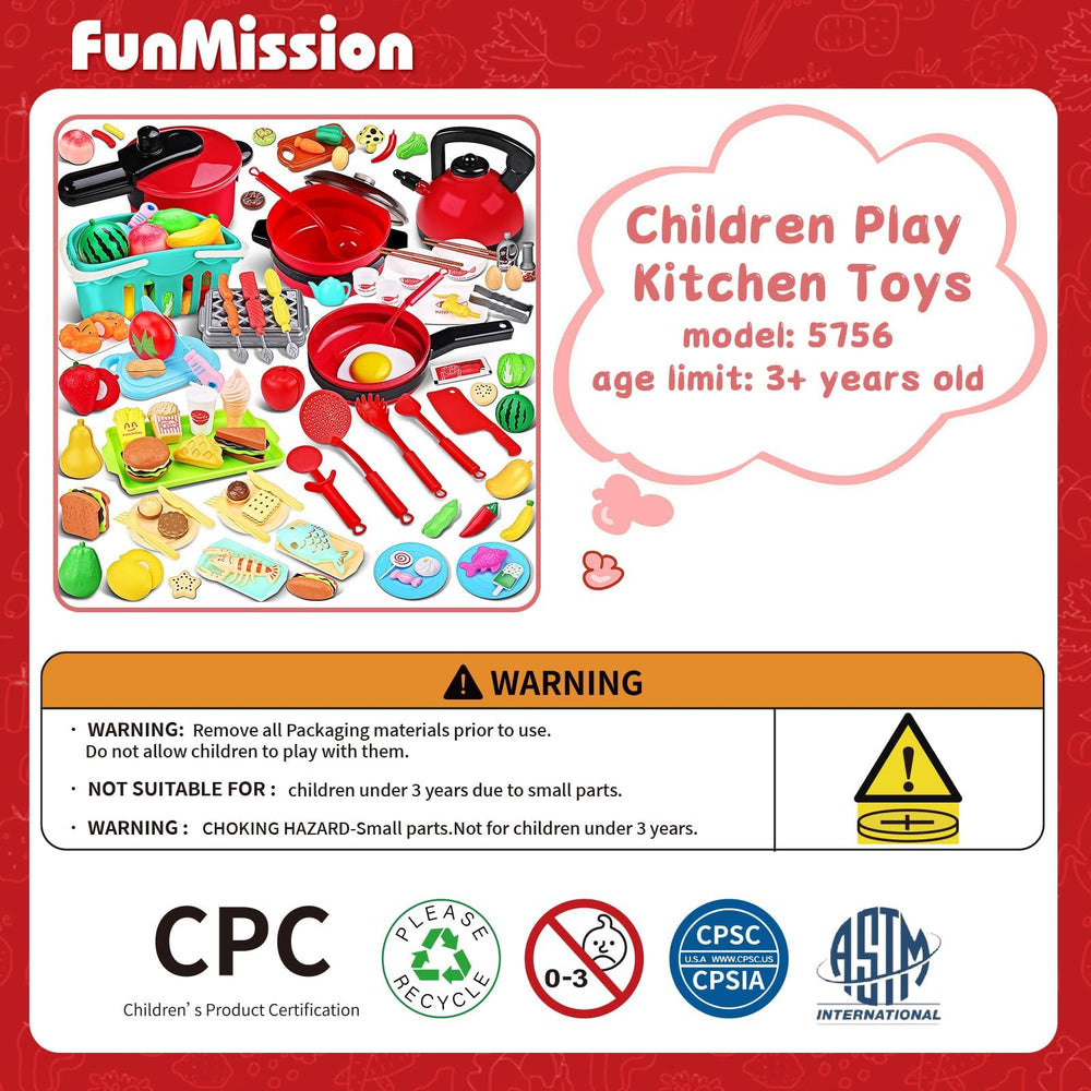 FunMission 134pcs toy kitchen utensils and dishes complete the play kitchen setup