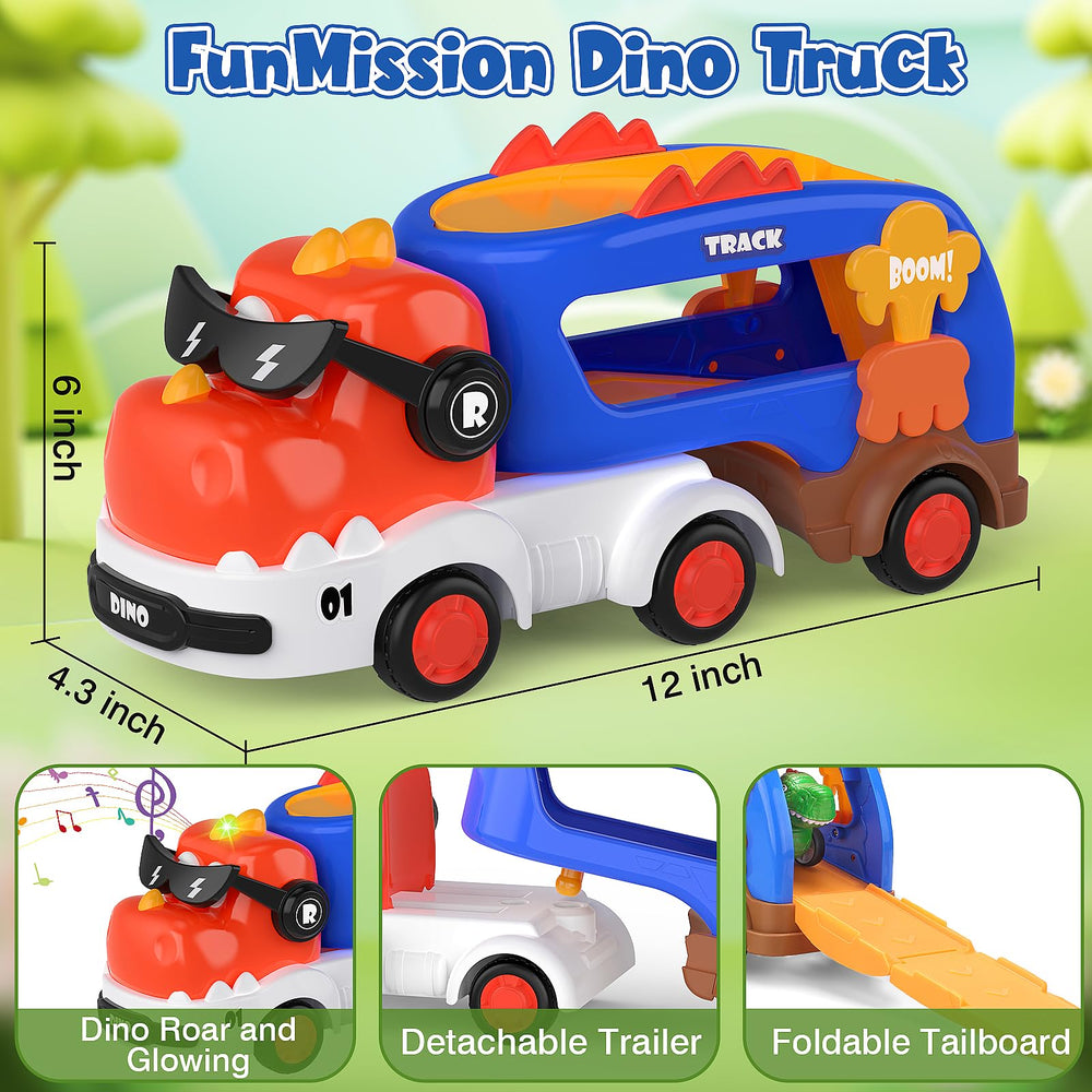 FunMission four-pack pull-back dino cars in colors invites storytelling and sharing