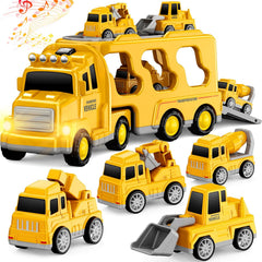FunMission 5-in-1 friction power transport truck with four mini cars for imaginative play
