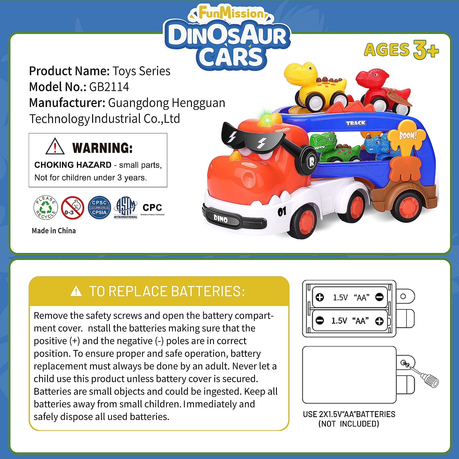 FunMission kids enjoy tabletop adventures with this colorful dinosaur truck set