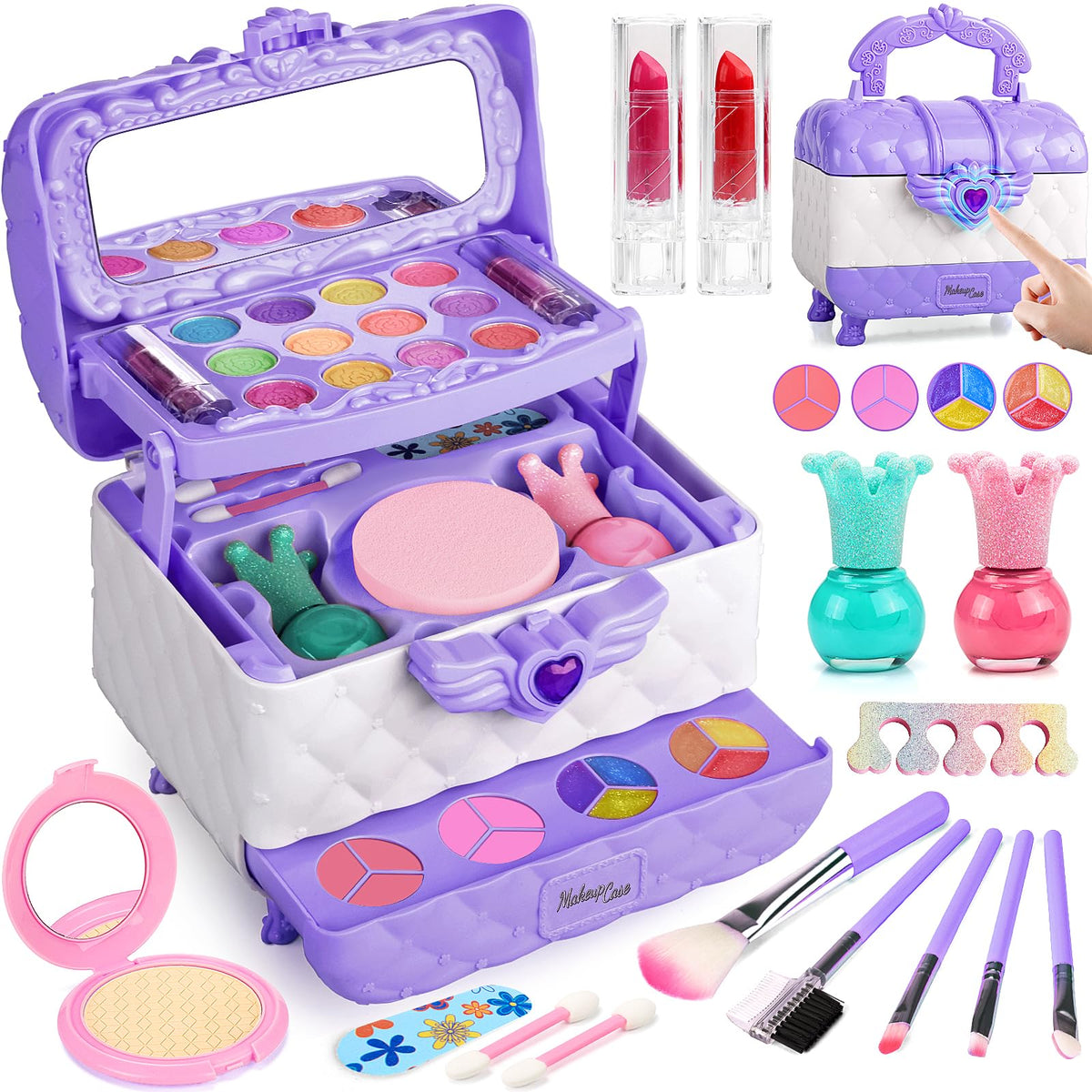 FunMission kids makeup set in a purple case, sparks creative play and easy cleanup.