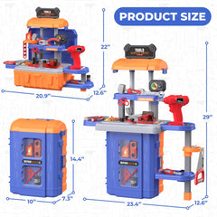 FunMission Kids Tool Bench showing two workbench styles for versatility and role play.