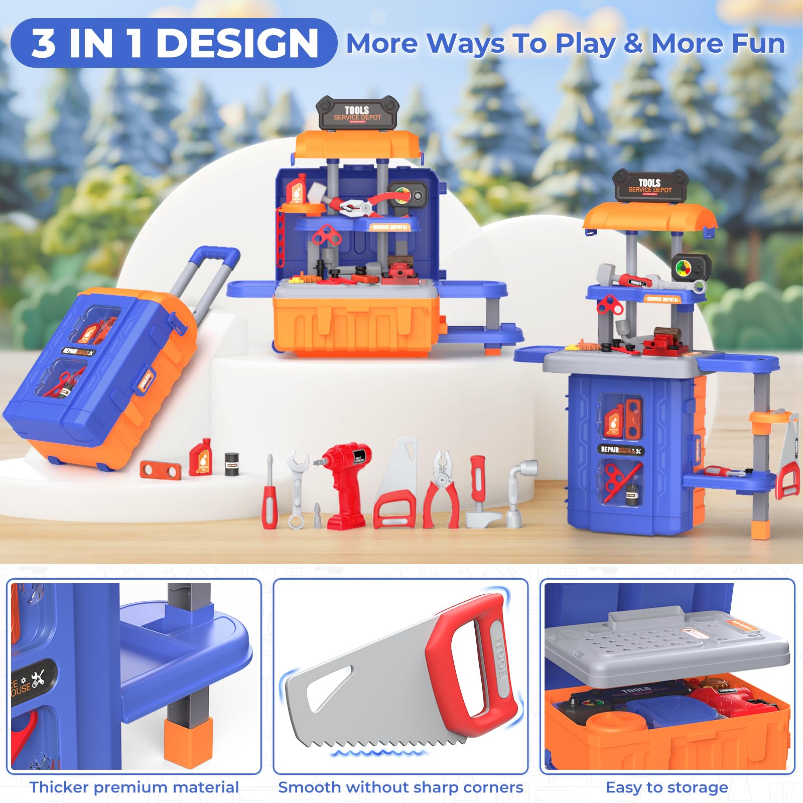 FunMission Toy Drill with interchangeable heads enabling varied pretend tasks.