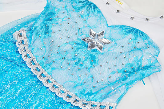 Funna Elsa costume back view showing full silhouette for stylish look