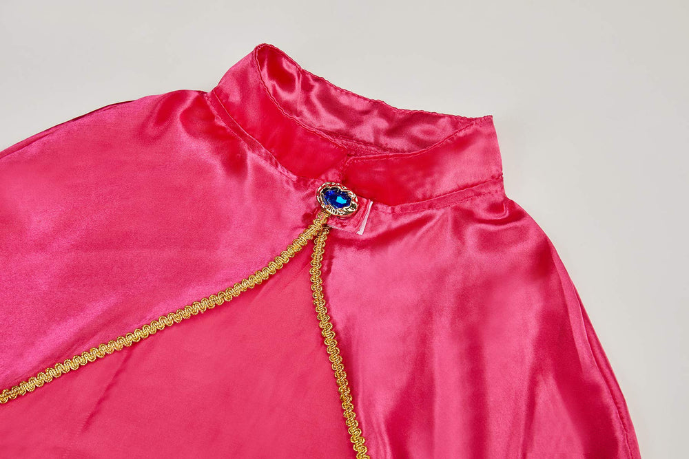 Funna Princess blue dress detail with embroidery and lace hem, elegant flair.