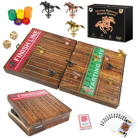 FUNNYB&G 21-inch foldable horse race board for portable family game nights.