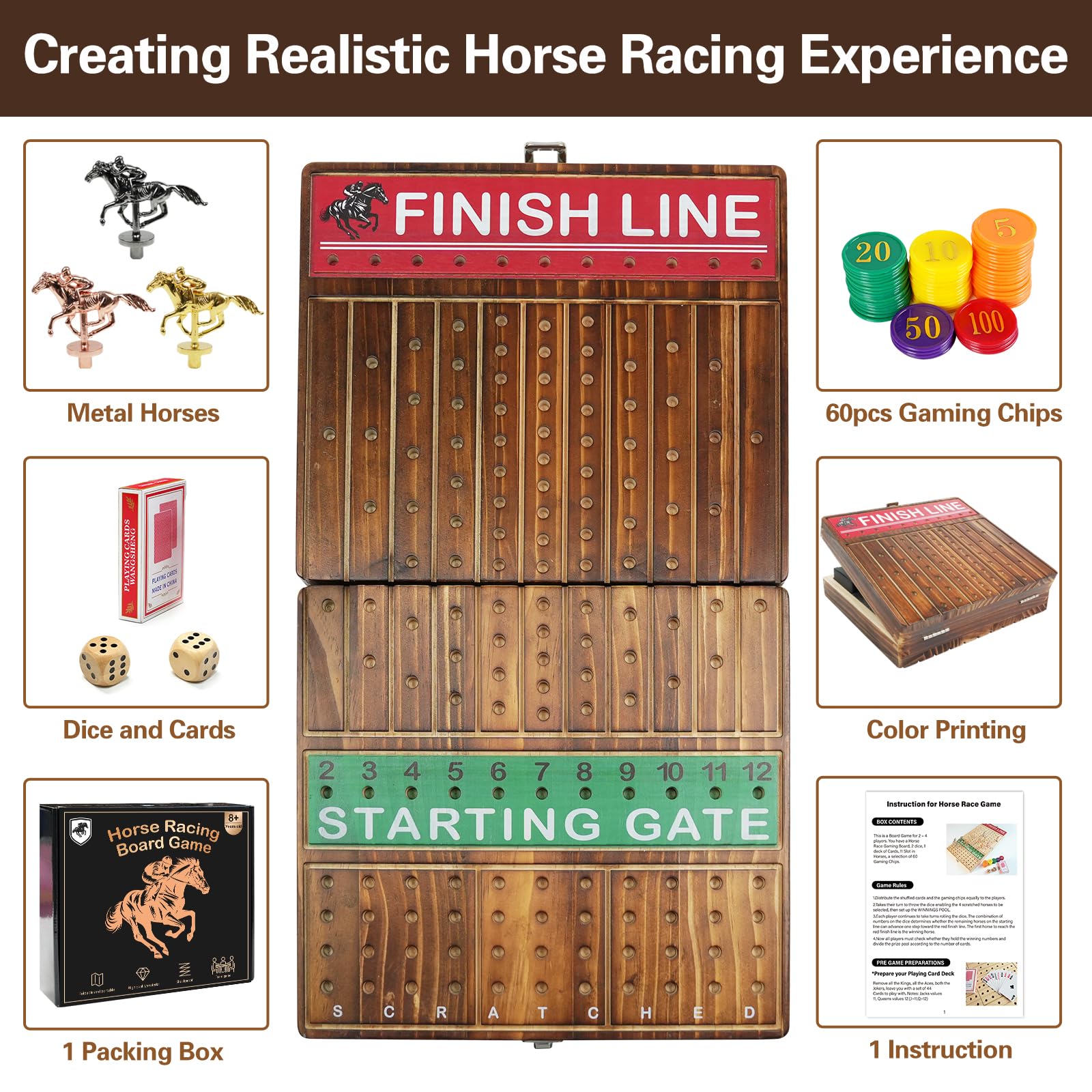FUNNYB&G wooden horses detail with durable metal figures for realism.