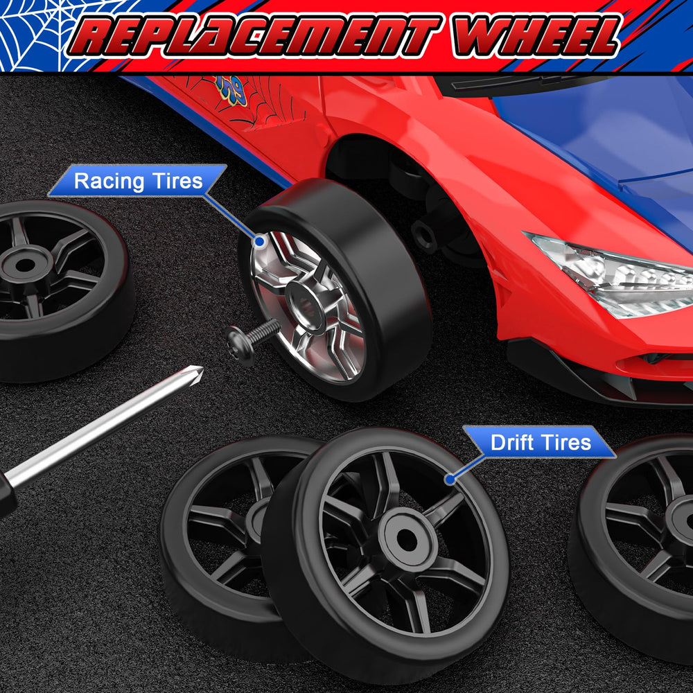 FunnyHall Spider RC drift car LED headlights illuminate the play area