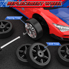 FunnyHall Spider RC drift car LED headlights illuminate the play area