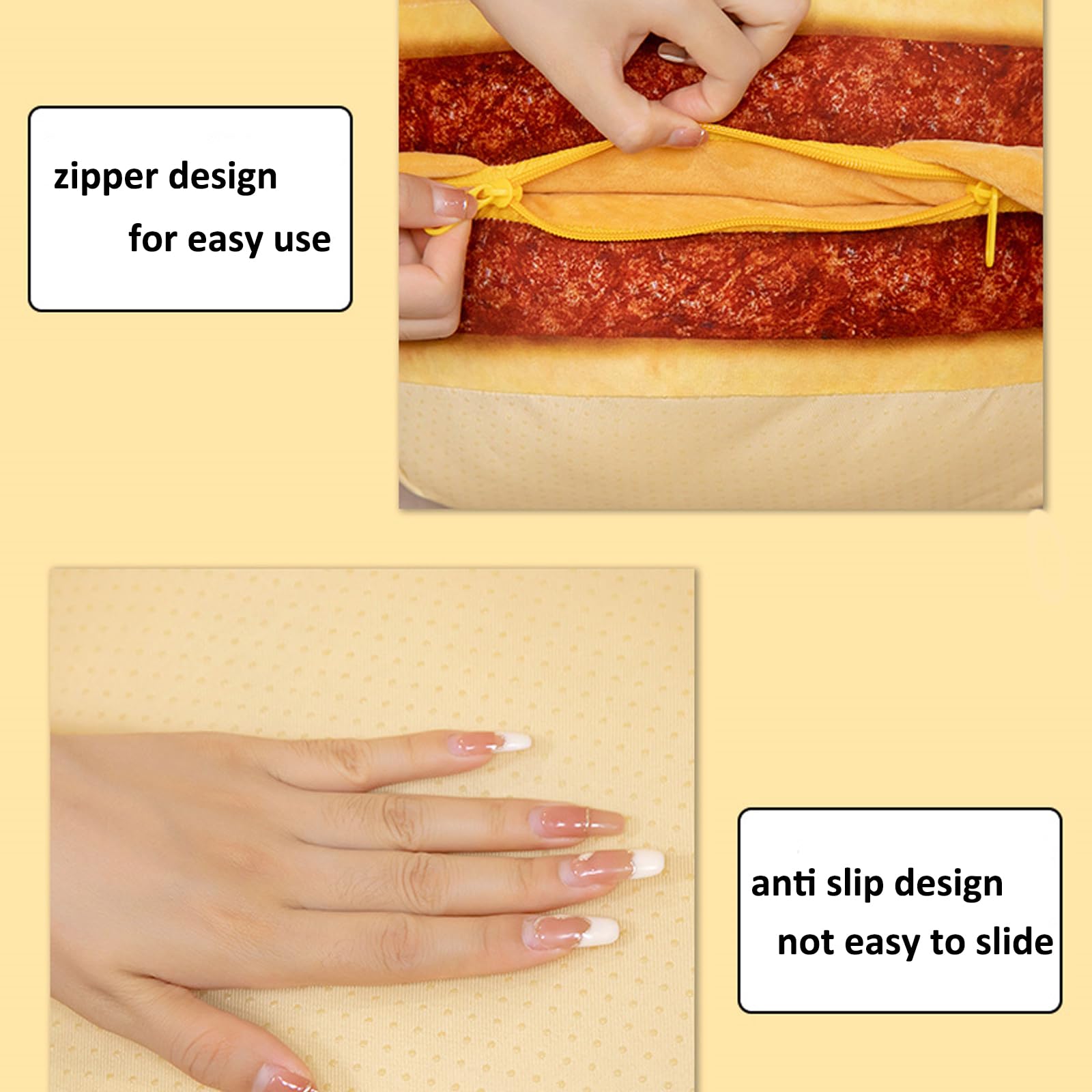 Funnykitten burger plush pillow made with soft PP cotton for comfortable lounging.
