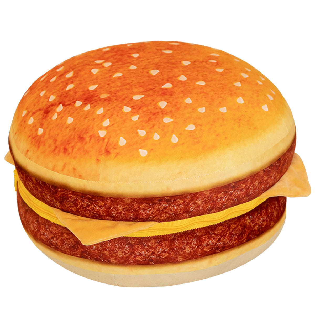 Funnykitten hamburger plush pillow with realistic 3D design for cozy seating and playful decor.