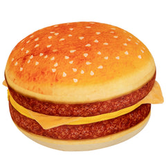 Funnykitten hamburger plush pillow with realistic 3D design for cozy seating and playful decor.