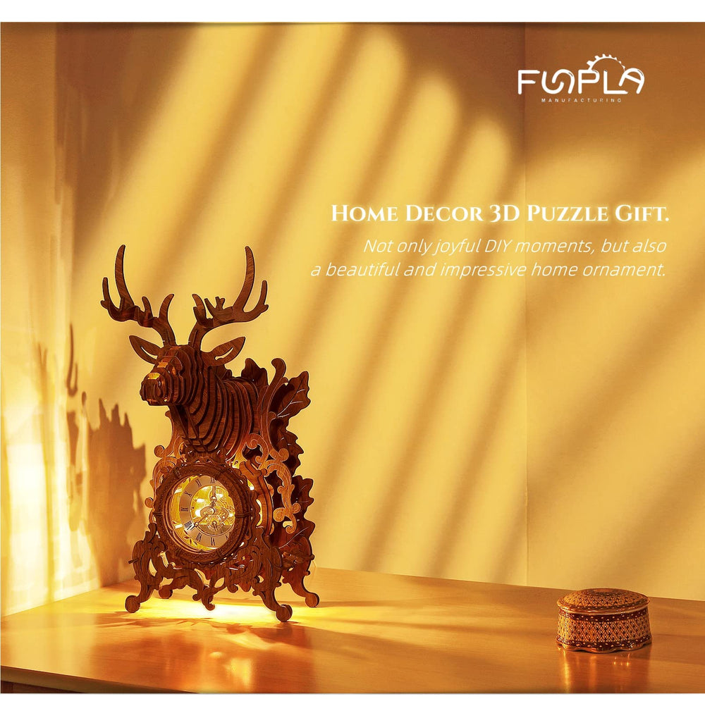 FUNPOLA desktop deer clock puzzle serves as a stylish home accent.