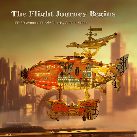 FUNPOLA airship sails highlight intricate steampunk design for a display piece.