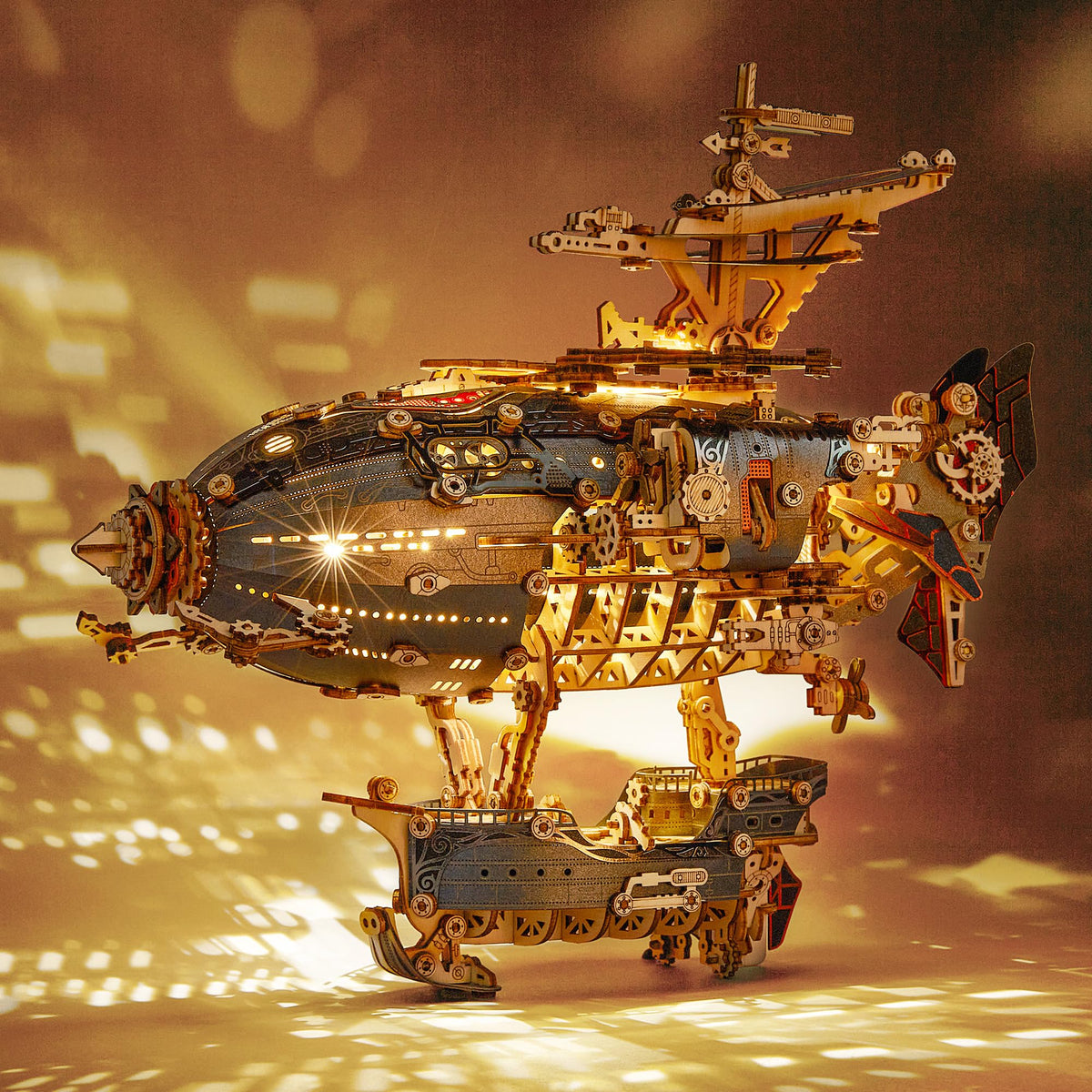 FUNPOLA airship hull display piece with intricate steampunk detailing for desk decoration