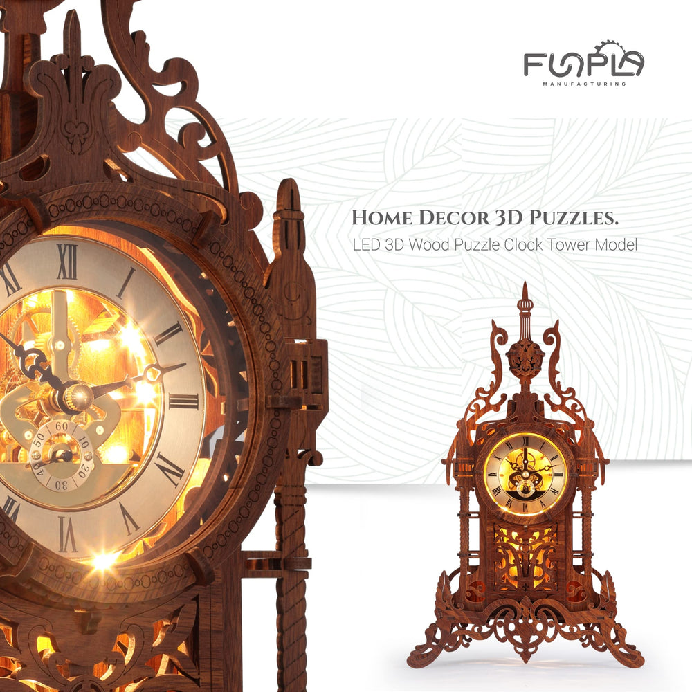 FUNPOLA LED 3D Clock Tower assembly parts facilitate a satisfying DIY build.