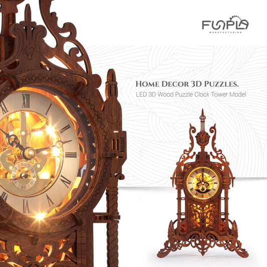 FUNPOLA LED 3D Clock Tower assembly parts facilitate a satisfying DIY build.