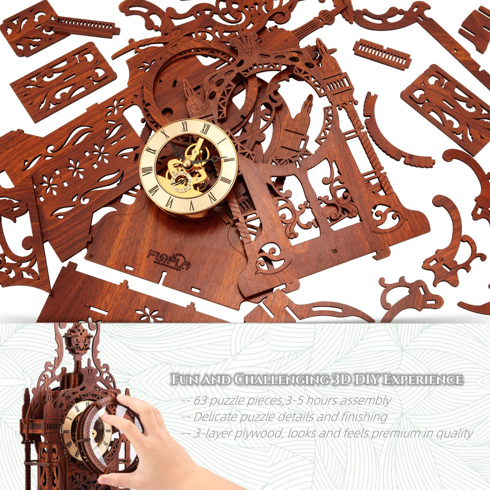 FUNPOLA LED 3D Clock Tower night glow creates cozy ambience.