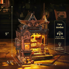 Funpola owl clerk interior detail for a magical miniature scene.