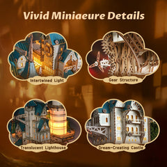 FUNPOLA 3D Steam Castle lit windows create ambient glow.