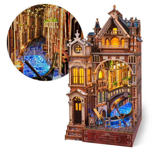 FUNPOLA Venice Night Starlit canal with gondola for cozy shelf ambiance
