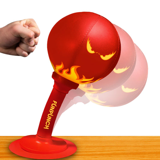 FunPunch Rage Bag front view on desk, compact desk punching bag for stress relief and workouts.