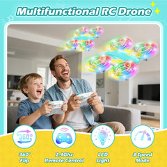 FUNPX LED drone side view showing smooth maneuverability and compact design.
