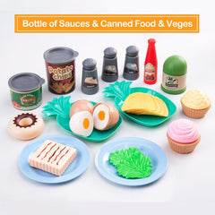 Funpynani canned goods playset with chips, seafood, and meat for imaginative cooking