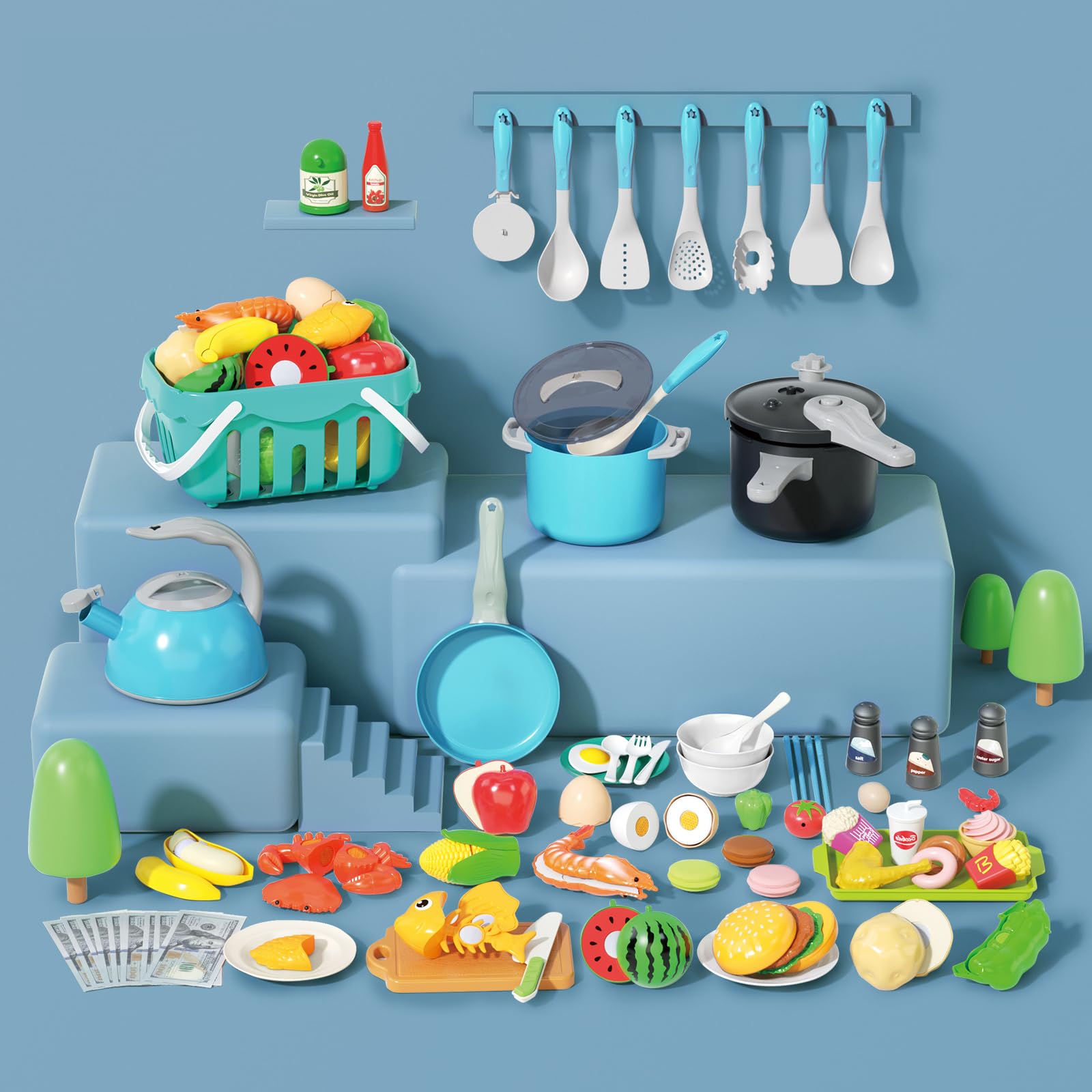 Funpynani turquoise utensils image aids safe handling and realistic kitchen pretend play.