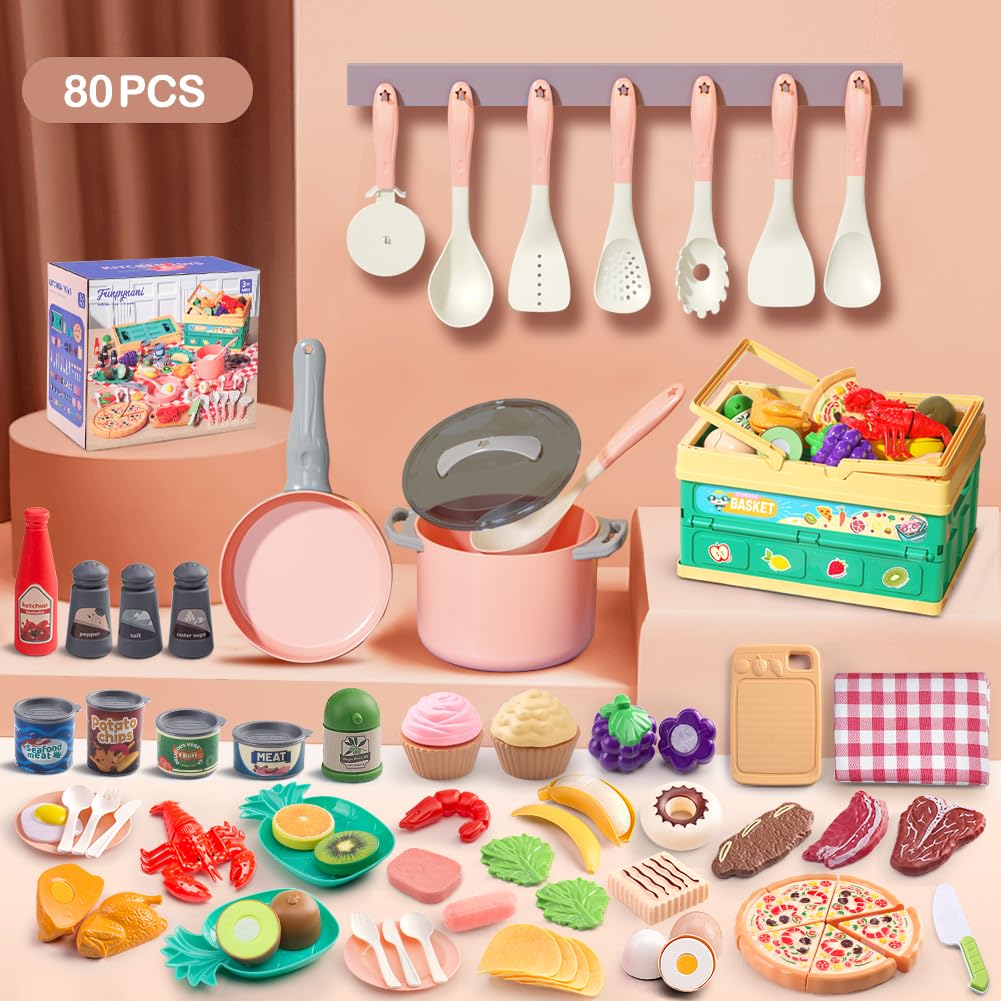 Funpynani pink stockpot and pan for realistic pretend cooking.