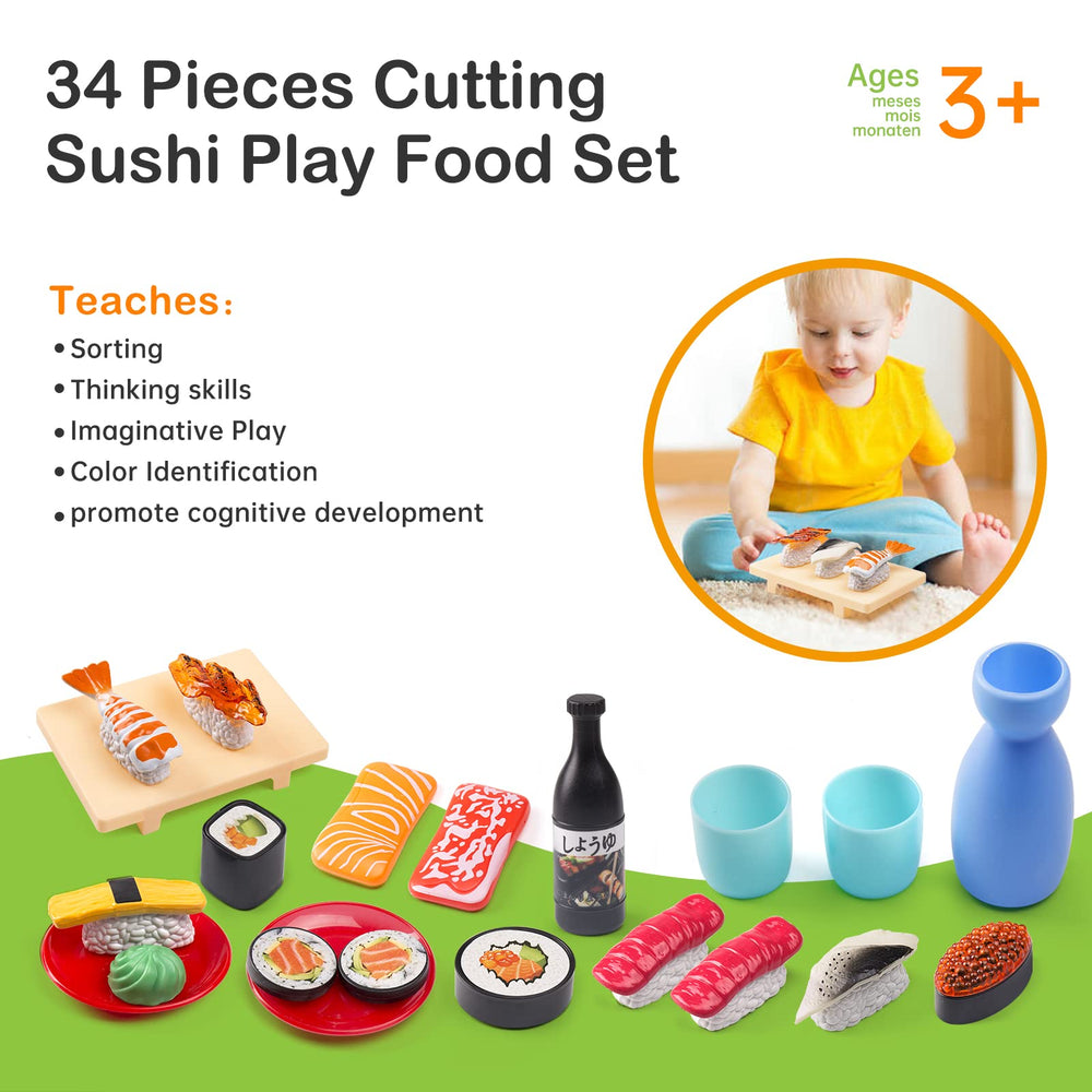 Funpynani detailed ABS plastic sushi pieces with safe rounded edges