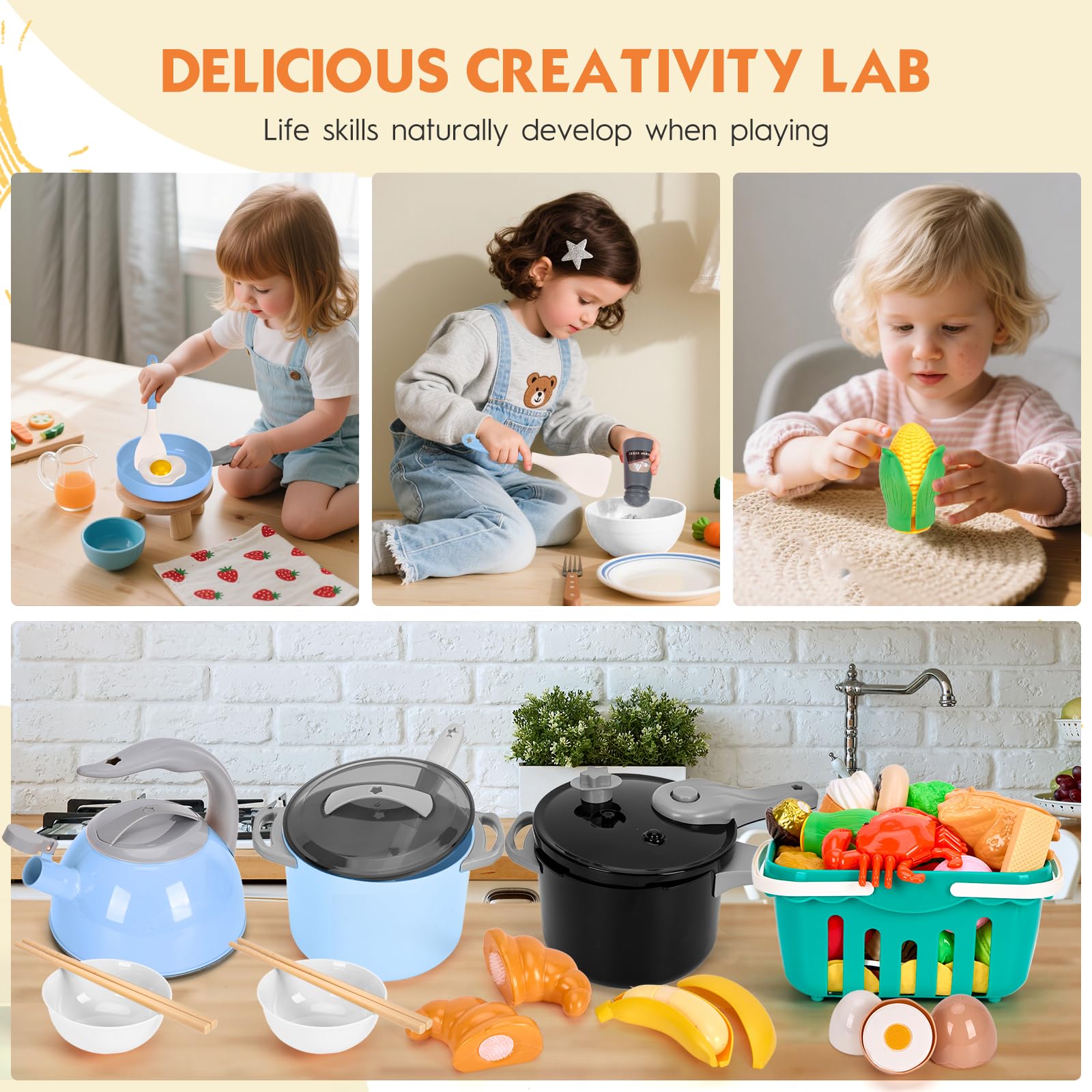 Funpynani variety foods offer diverse cooking scenarios during pretend meals.